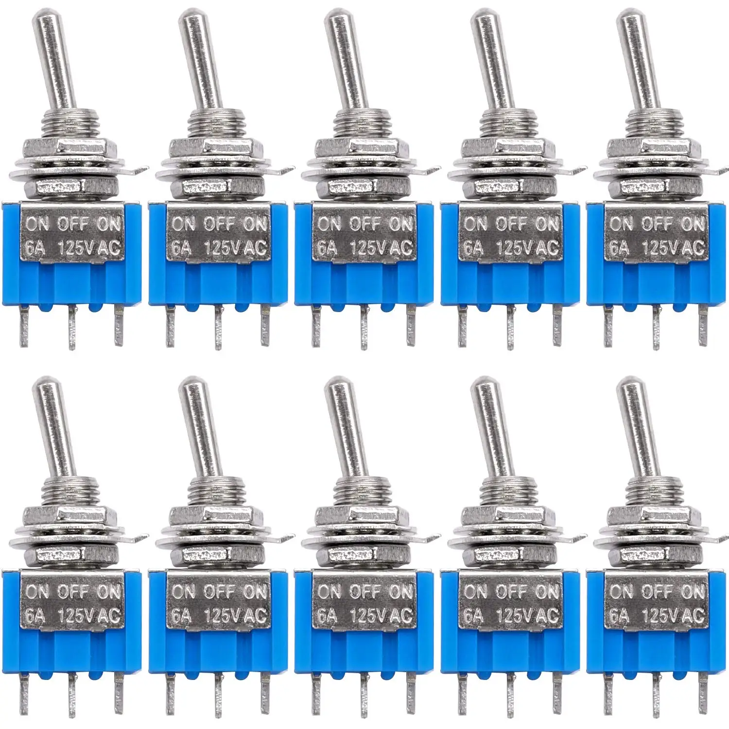 10pcs DPDT Mini Toggle Switch 2/3/6Pin 2/3 Position ON/Off/ON Miniature Toggle Switch 6A 125V Toggle Switch