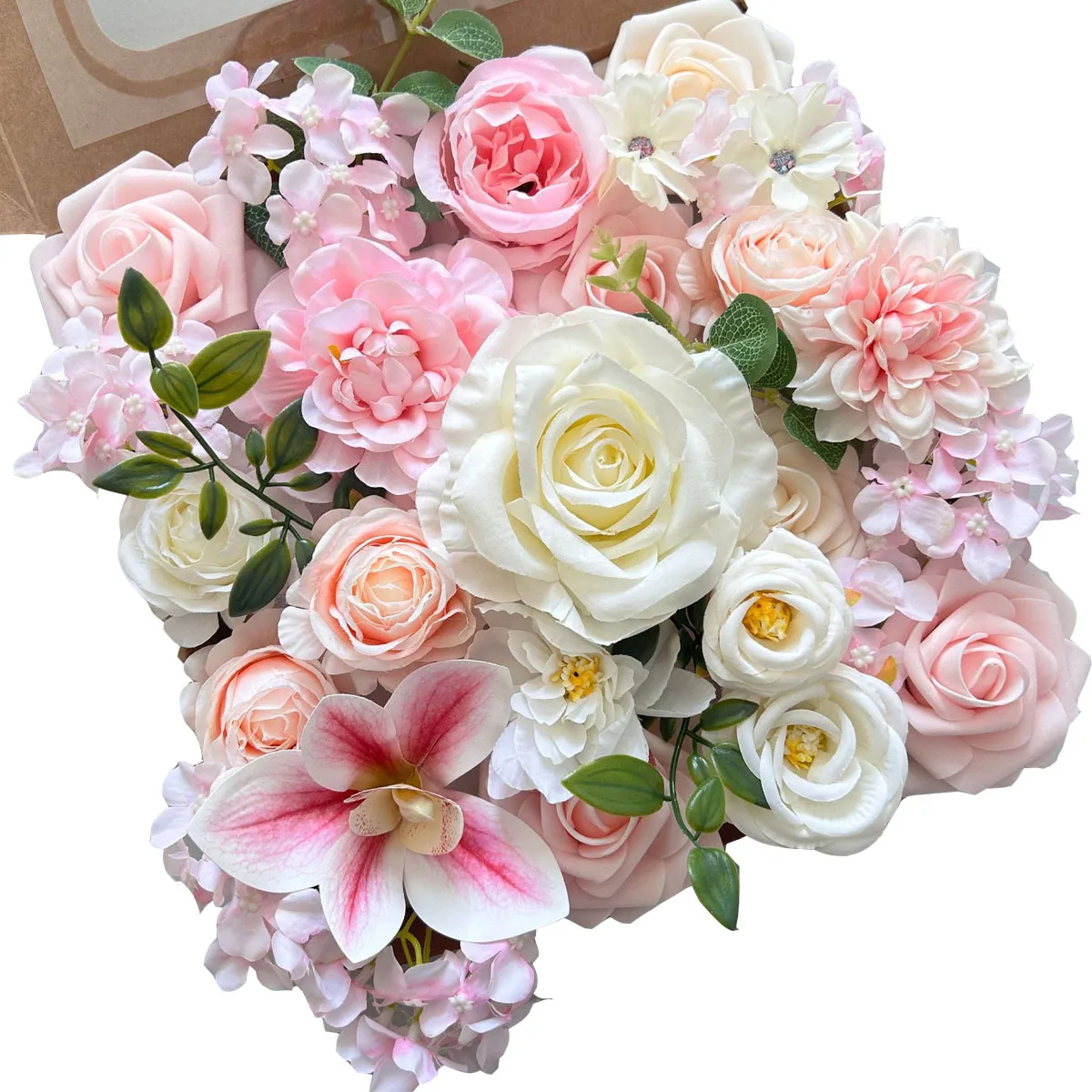 

YeeNanee Pink Artificial Flowers Combo Mix Dahlia Roses with Stem for DIY Wedding Bouquets Baby Shower Floral Arrangements Decor