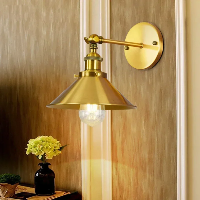 

Personality Simple Dining Room Living Room Decoration Corridor Corridor Single Section Glass Lamp Shade Gold Bronze Wall Lamp