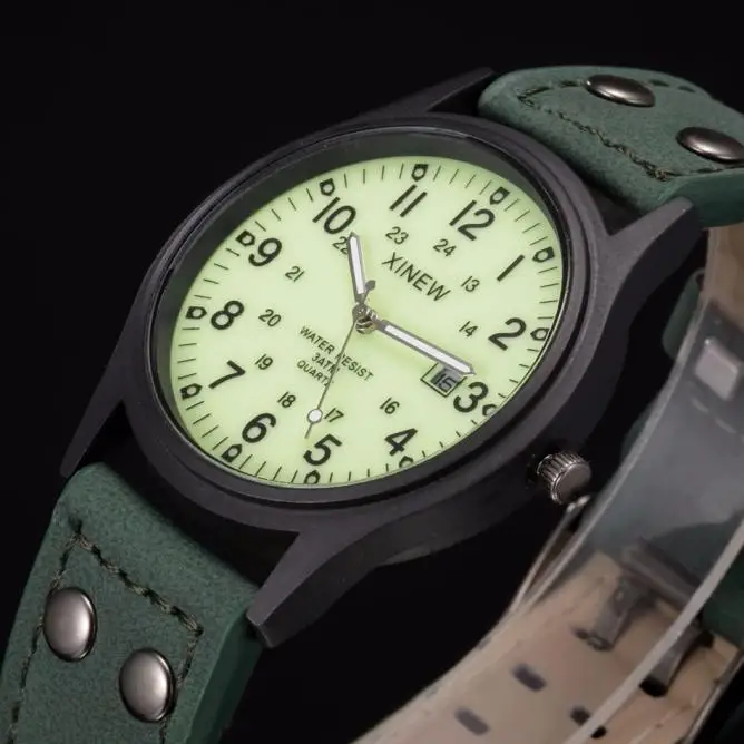 ساعة 6 في 1 للرجال رياضية كلاسيكية بحزام عتيق من الجلد للرجال كوارتز للتاريخ ساعة كوكب للرجال