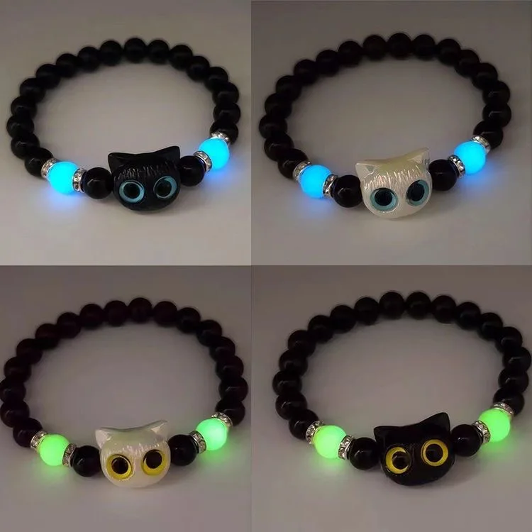 Natural Jade Agate Cat Bracelet Accessories Talismans Luxury Carved Amulet Vintage Fashion Gemstone Beads Bangle Gifts for Women