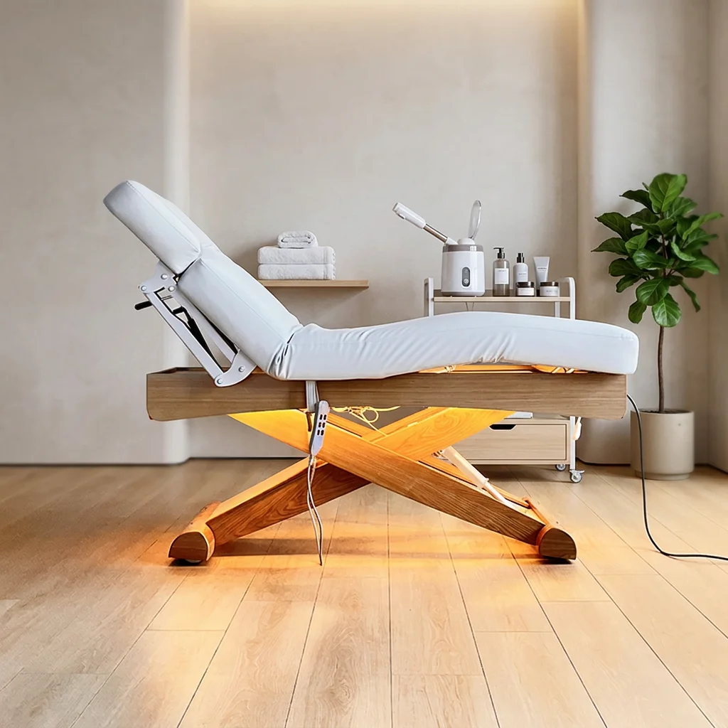 Electric Adjustable Modern Beauty Bed PU Leather 4 Motors High-Density Sponge Eyelash Extensions Facial Care SPA Professional