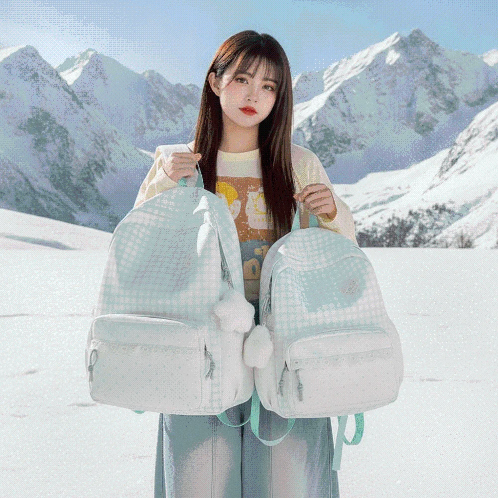Korean Style Gingham Backpack Pastel Colors Polka Dot Lace Schoolbag Large Capacity Lightweight Plaid Daypack Back To School