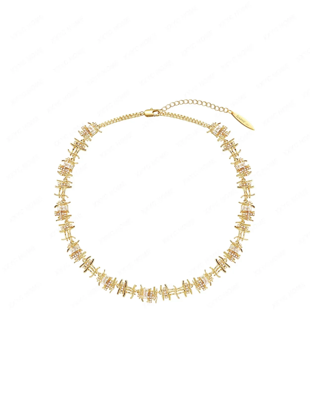 Niche retro woven gemstone necklace women's new popular light luxury collarbone chain women