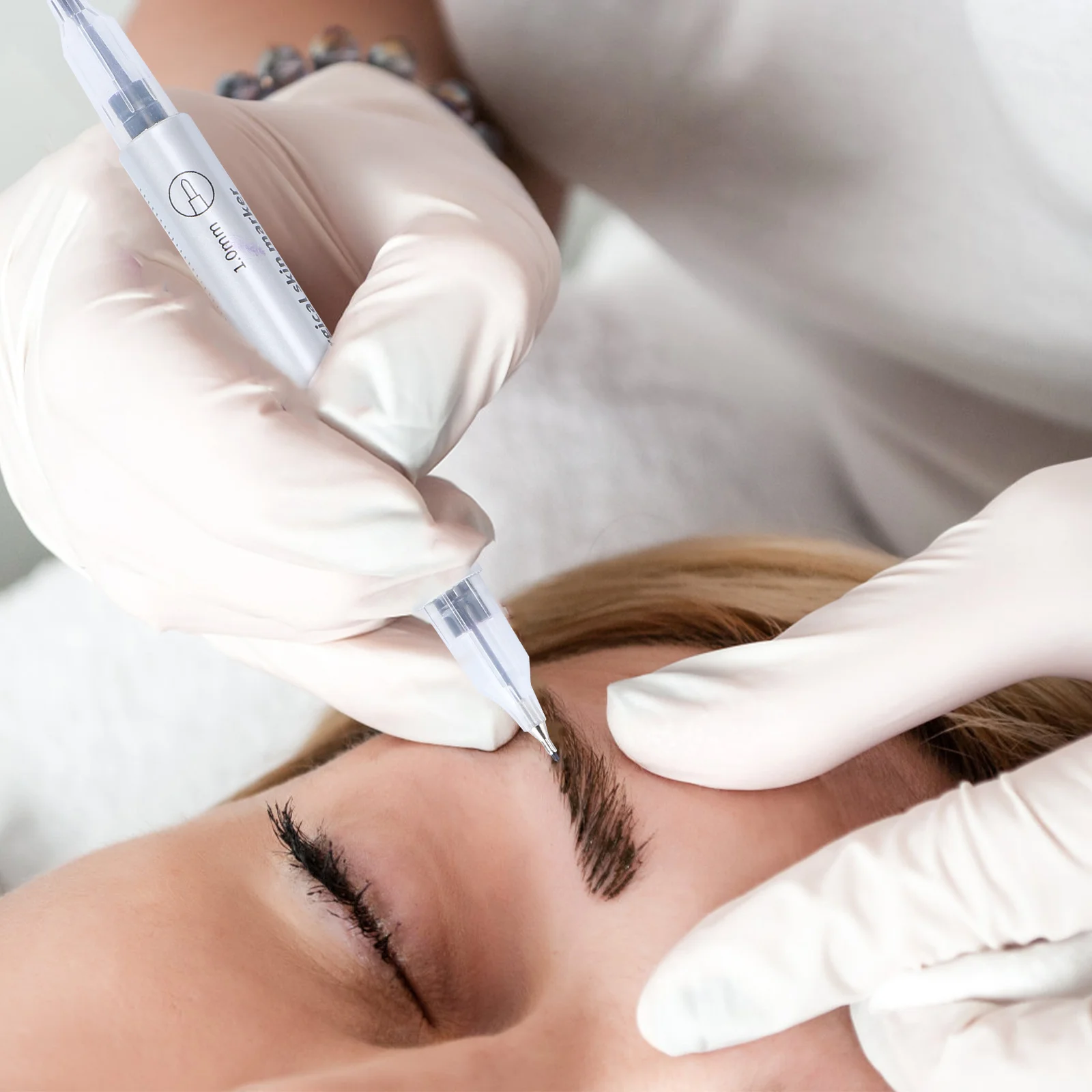 Stylo marqueur de peau étanche à Double extrémité pour sourcils, Eyeliner, tatouage des lèvres, artiste débutant