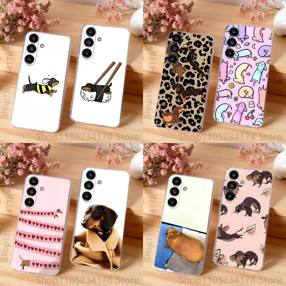 Cute Cartoon Dachshund Shockproof Clear Case For Samsung Galaxy S30,S25,S24,S23,S20,S21,S22,S10,5G,FE,lite,PIus Cover
