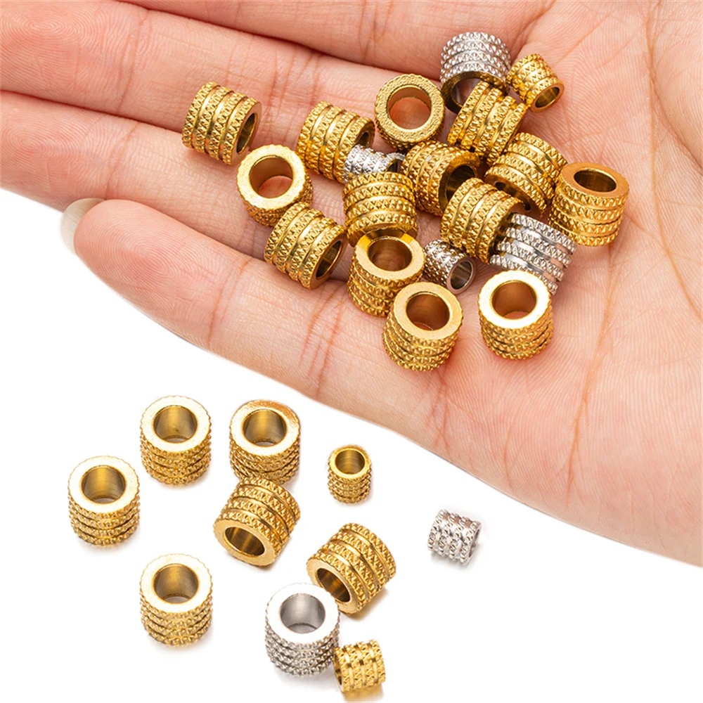 10pcs Stainless Steel Large Hole Tube Spacer Beads for DIY Charms Bracelet Necklace Jewelry Craft Making Findings Supplies