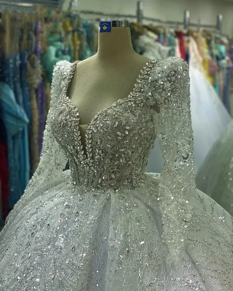 カスタマイズされたスイートハートシャイニーオフショルダーアップリケウェディングドレス、ボールガウン、レースアップコルセットブライダルガウン、ベスティドス・デ・ノビア