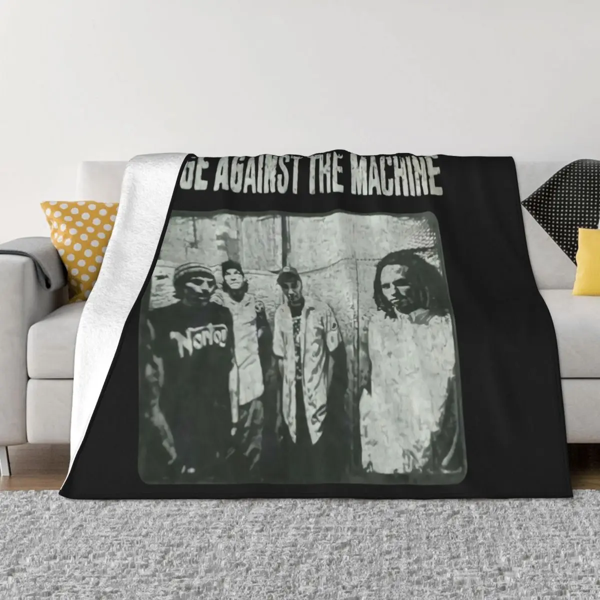 Vintage 90S Rage Against The Machine Tour 1997 Giant Size Youth Medium Comical Halloween Holiday Men Throw Blanket