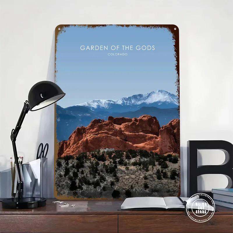 Garden of the Gods Artwork Personalized 3D Textured Metal Poster Wall Art Tinplate Sign for Article Decoration Room Wand Deko