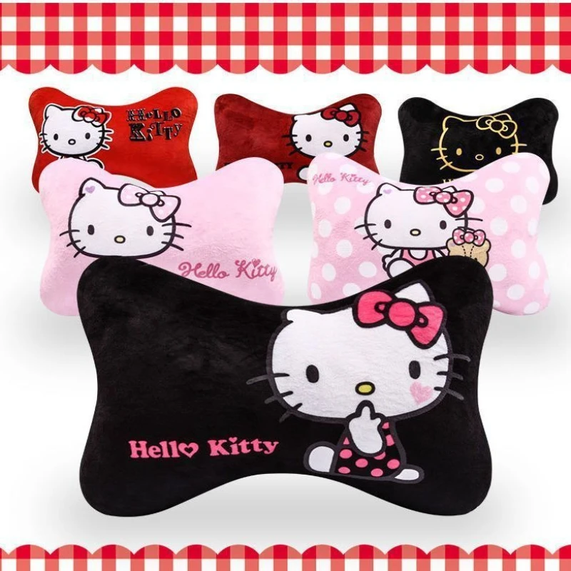

Hello Kitty Winter Warm Plush Car Headrest Neck Pillow Cute Cartoon Girl Design Soft Comfortable Pillow for Travel