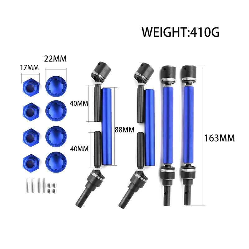 4 szt. Przedłużony wał napędowy RC CVD z sześciokątnym kołem 8996X dla 1/10 Traxxas MAXX 2.0 V2 89076-4 części do ulepszenia samochodów zdalnie sterowanych WideMaxx