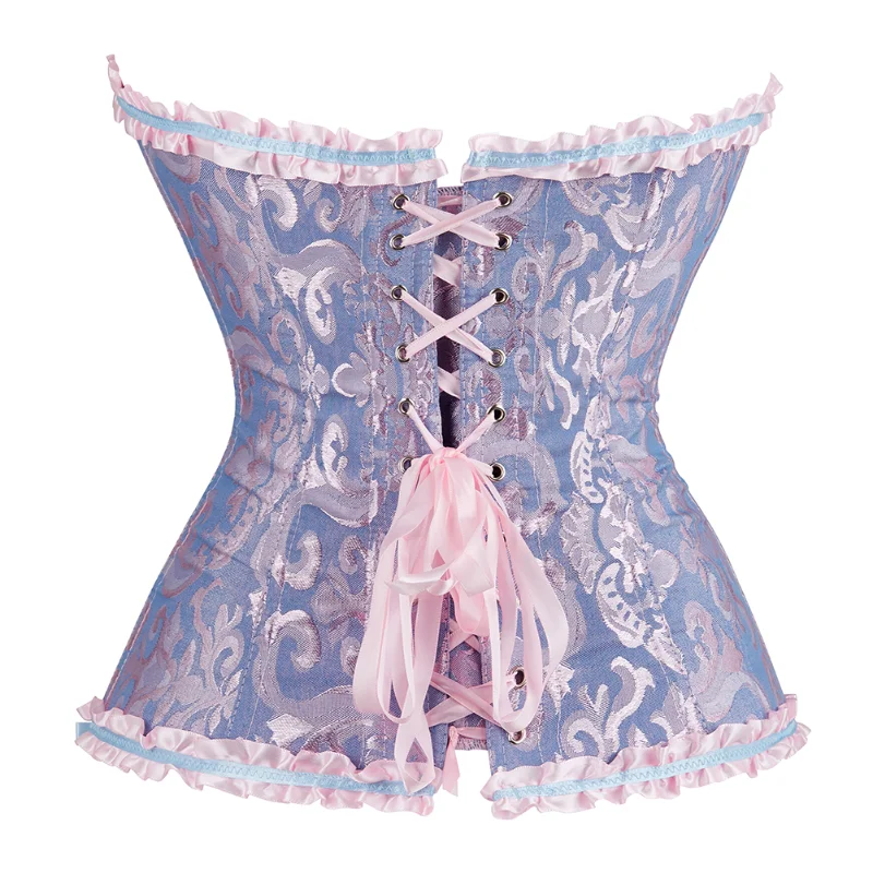 Women Corsets and Bustiers Sexy Floral Corset Lingerie Tops Brocade Vintage Overbust Lace Up Corset Plus Size Victorian Corsets