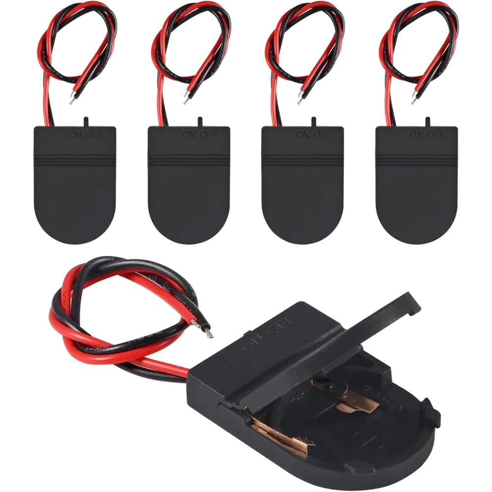 CR2032 Button Battery Holder with ON/Off Switch, 3V Coin Cell Case Box with Wires for DIY Electronics