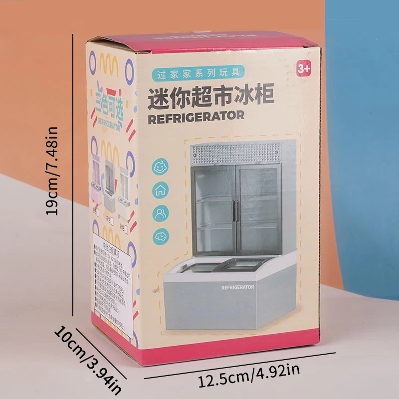 Dollhouse Miniature เครื่องดื่มตู้แช่แข็งเรืองแสงซูเปอร์มาร์เก็ต Ice Cream Cabinet ชุดของเล่นตกแต่งของขวัญ Party บ้านตุ๊กตาอุปกรณ์เสริม