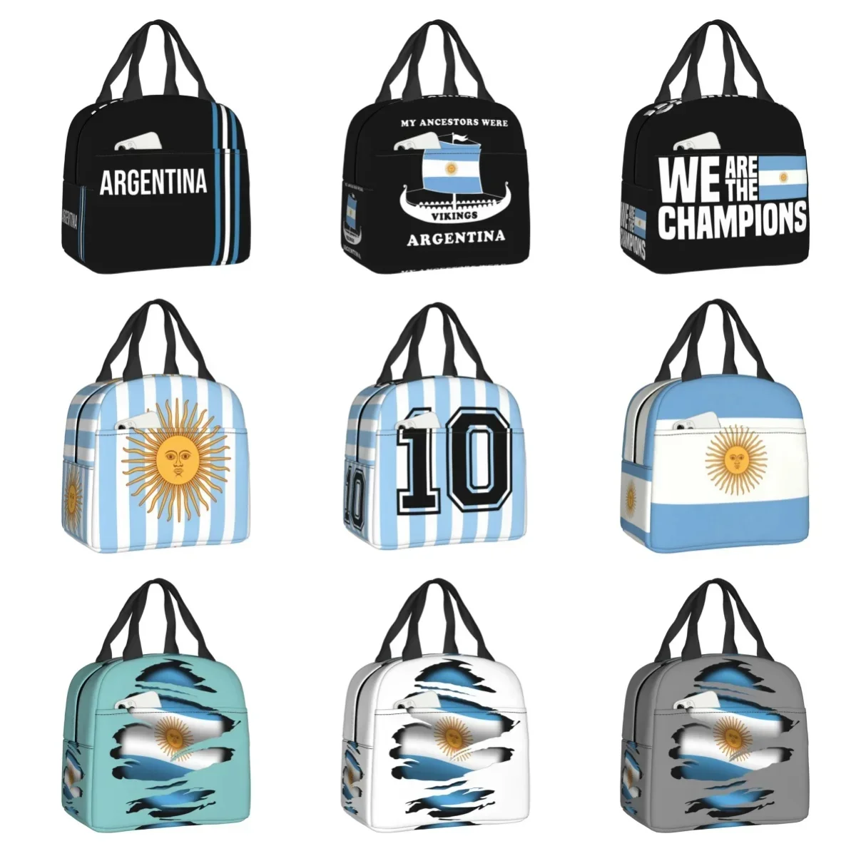 Argentina Flag Lunch Bag For Women Portable Thermal Insulated Argentine Football Gift Lunch Box Picnic Multifunction Food Tote