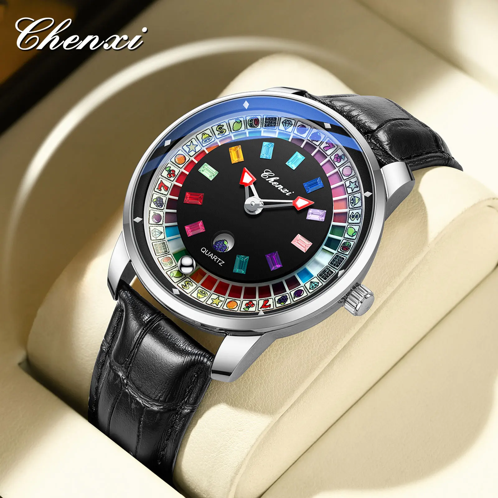 CHENXI 6362 Fashion Quartz Watches for Man Creative Rotating Dial