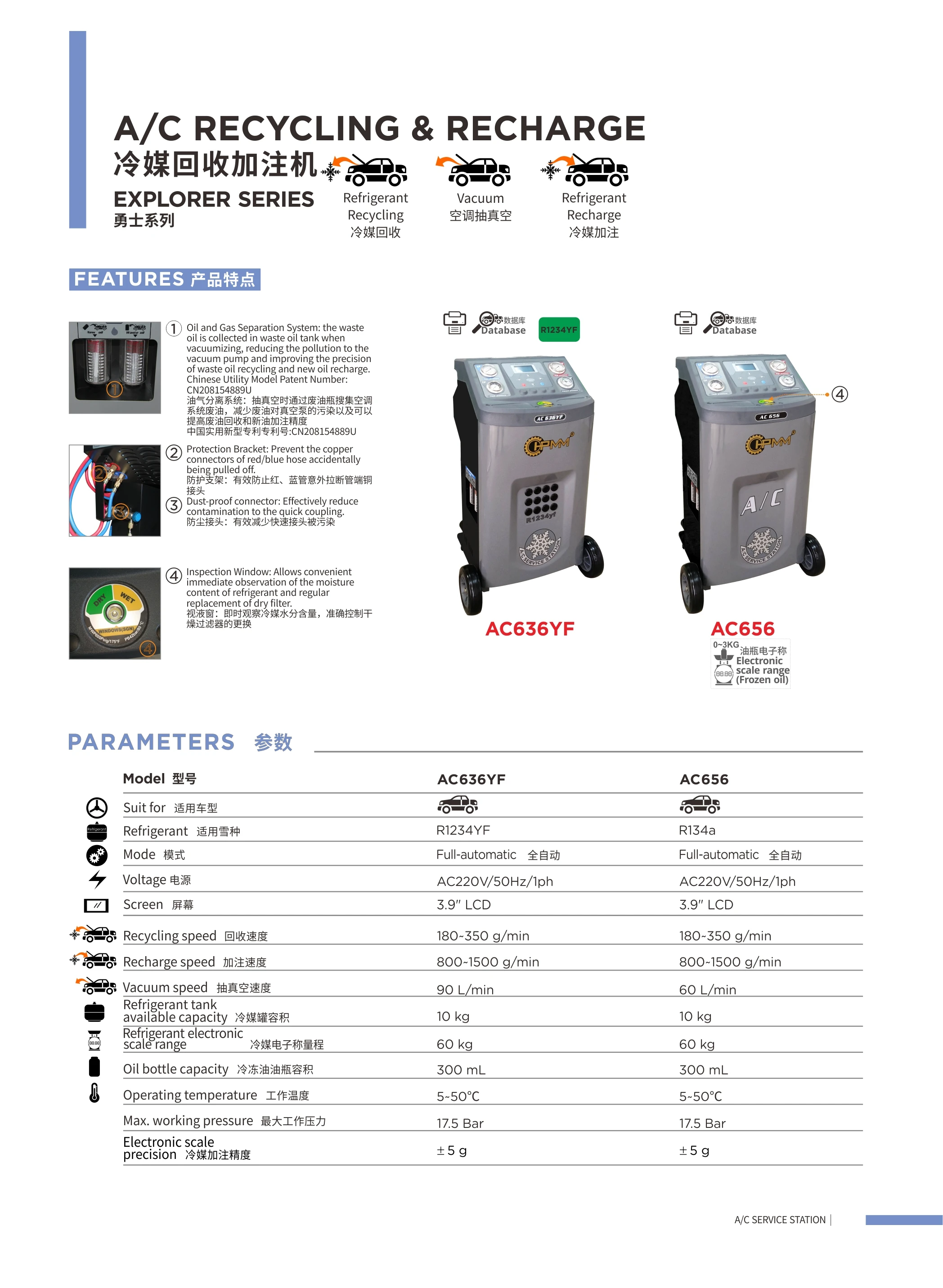 HPMM AC636YF Recycling Recharging Ac Refrigerant Recovery Machine AC R1234YF Fully Automatic