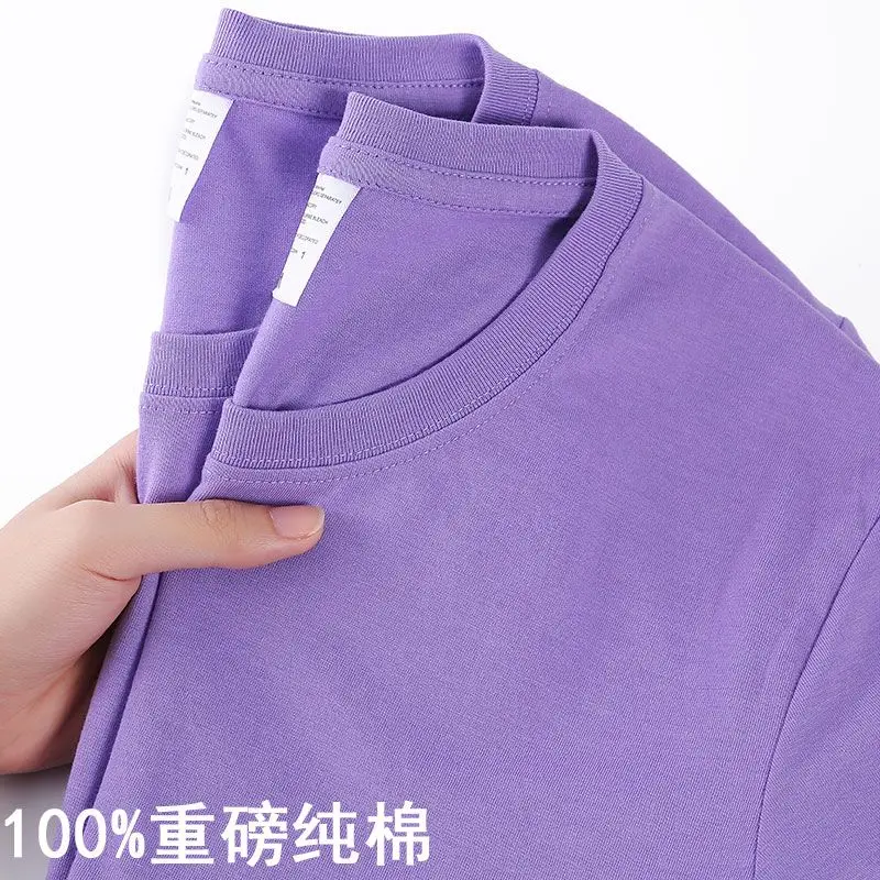 100% Cotton T-shirt Men Women Solid Color O Neck Short-sleeved Tops Summer Korean Loose Half-sleeve T Shirt Unisex M-4XL, image 15