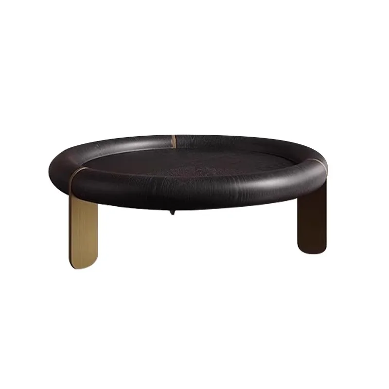

Medieval black coffee table light luxury size tea table combination ash wood Italian creative round art
