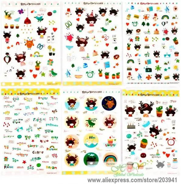 6pcs/pack/lot   ZAKKA  Korea Cartoon Deer Girl series sticker hot selling decoration sticker school stationery supplies