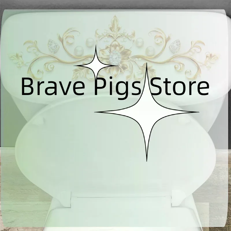 1PC New Gold Pattern Diamond Crown Bathroom Toilet Sticker Toilet Bucket Decorative Stickers Beautify