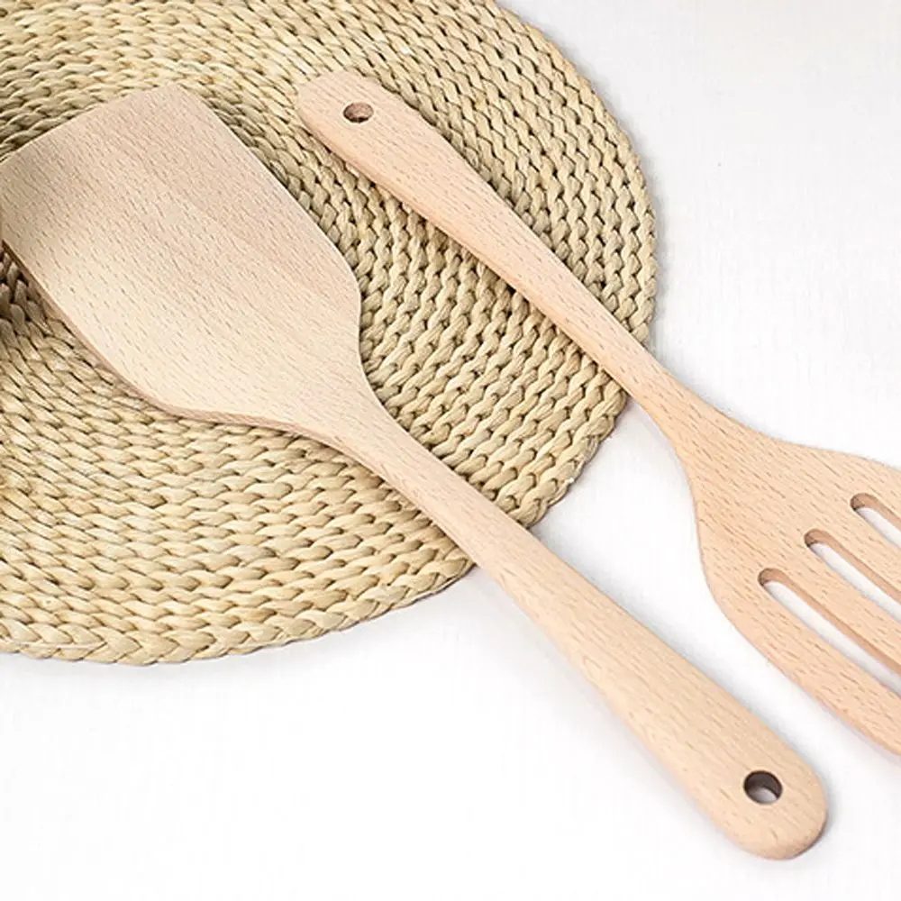 Natural Wooden Slotted Spatula Pancake Kitchen Gadgets Long Handle Wood Spatula Cooking Tools Utensils Cookware