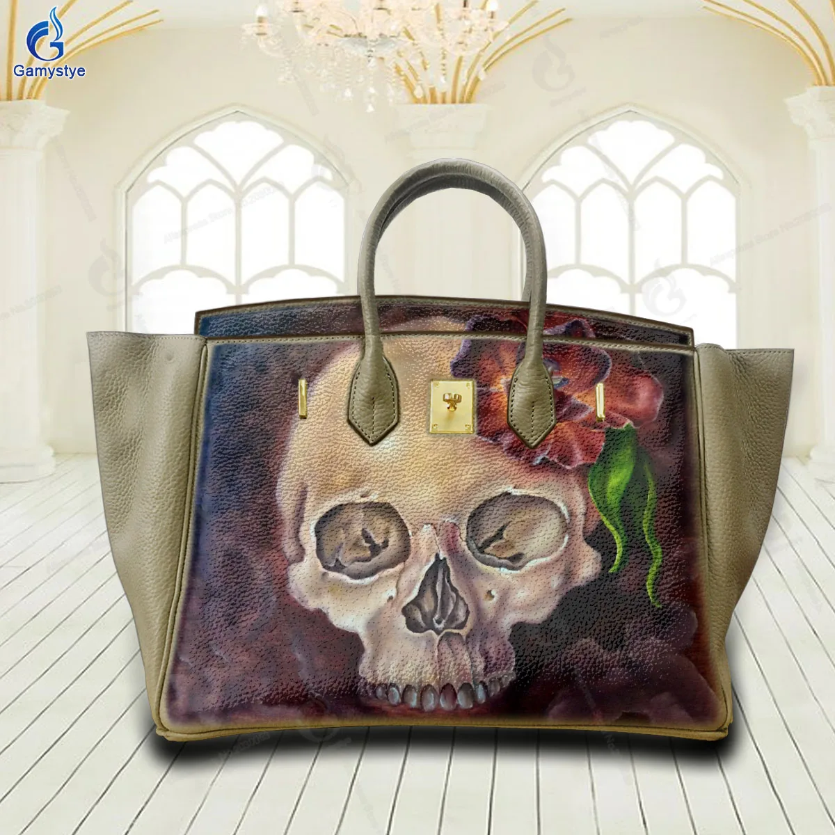 

Сумки на плечо Sac De Luxe Femme Роскошные женские сумки с принтом черепа и индивидуальностью 100% воловья кожа Ручной рисунок Искусство граффити