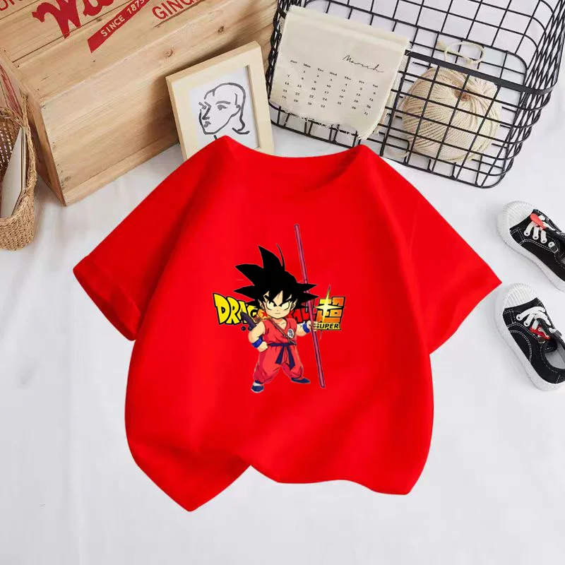 Girl Clothes 2024 Summer 2 to 12 Year Children\'s Clothing Goku Dragonball Boys Couple T-shirt Top Mother Kids