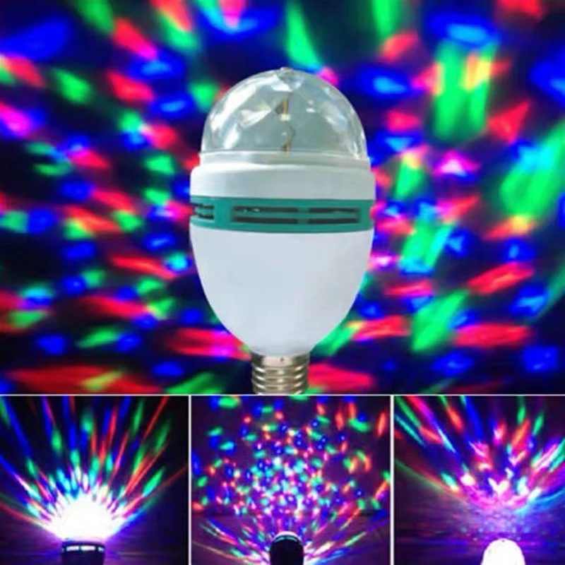 1PC Party Light Decoation For Home Lighting LED Colorful Auto Rotating Stage Disco Light E27 RGB Ampoule Lamp Bulb