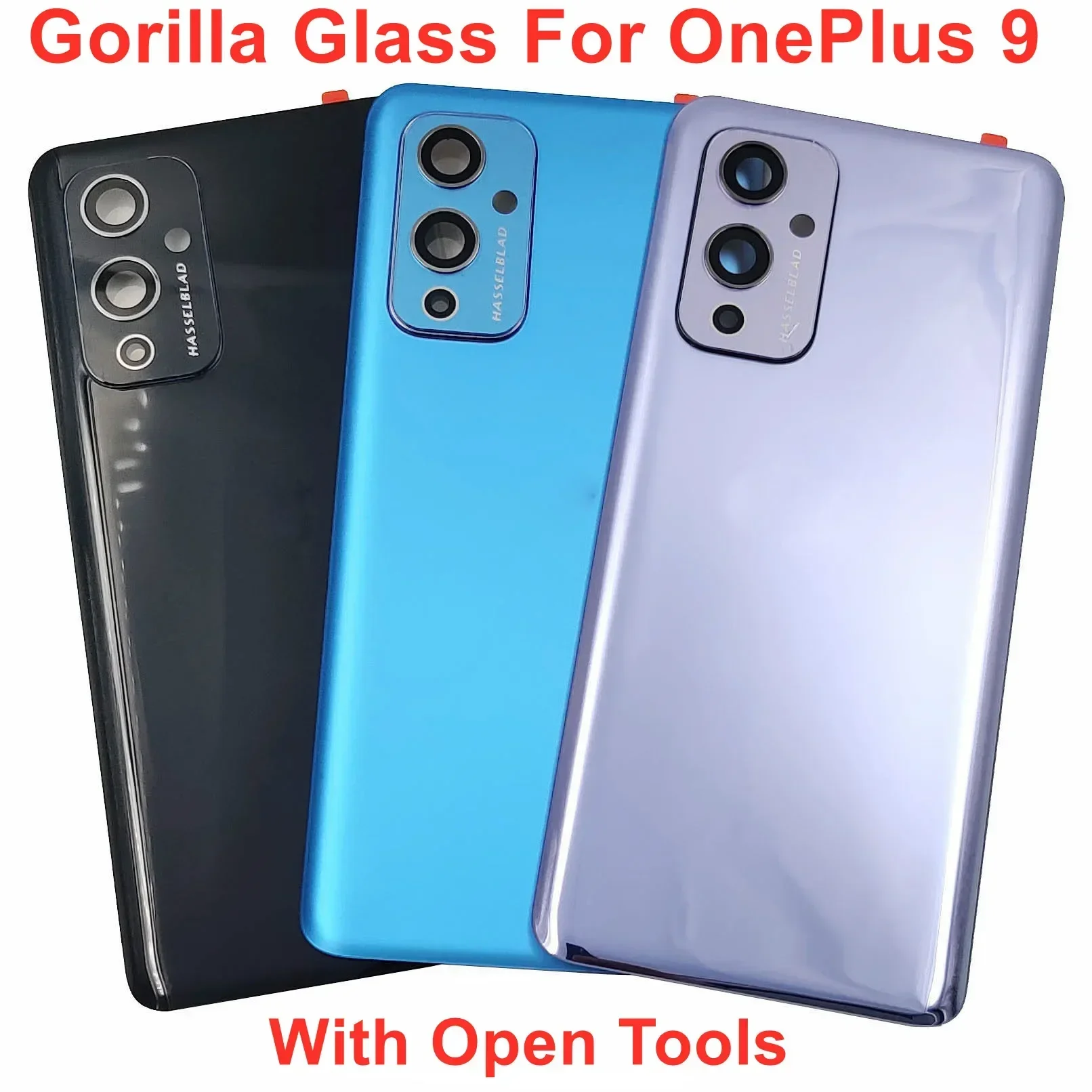 A+++ Gorilla Glass Back Door Lid For OnePlus 9 Hard Battery Cover Rear Housing Panel Case With Camera Lens Adhesive Glue