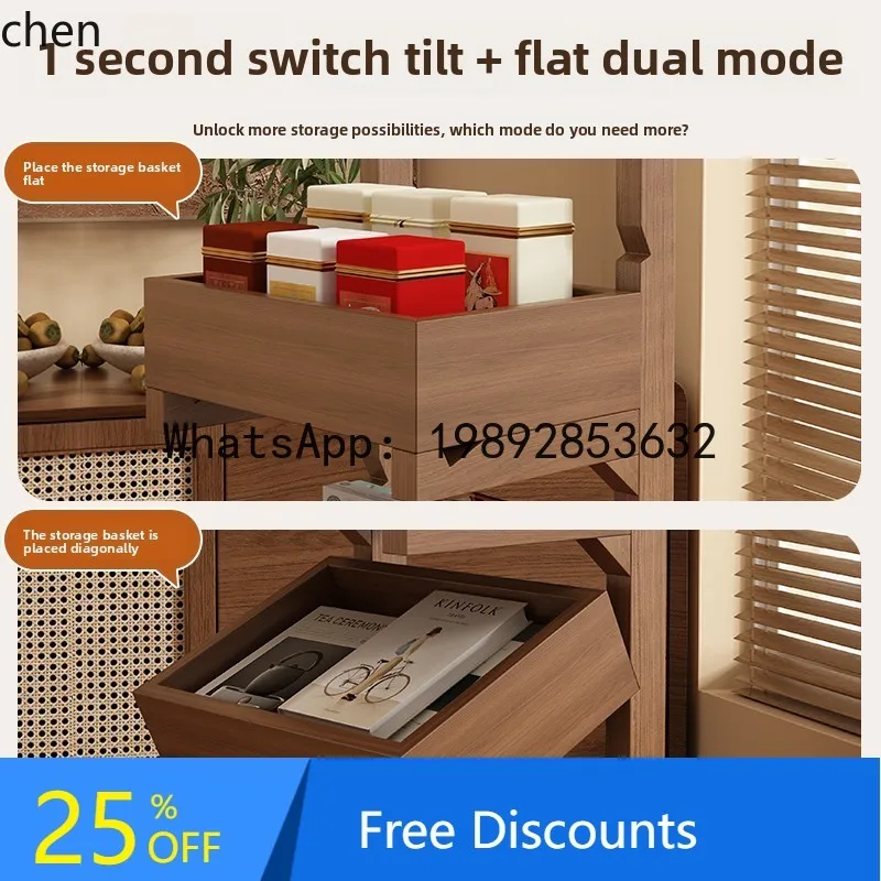 Movable Shelf Living Room Cart Storage Rack Multi-layer Finishing Rack Solid Wood