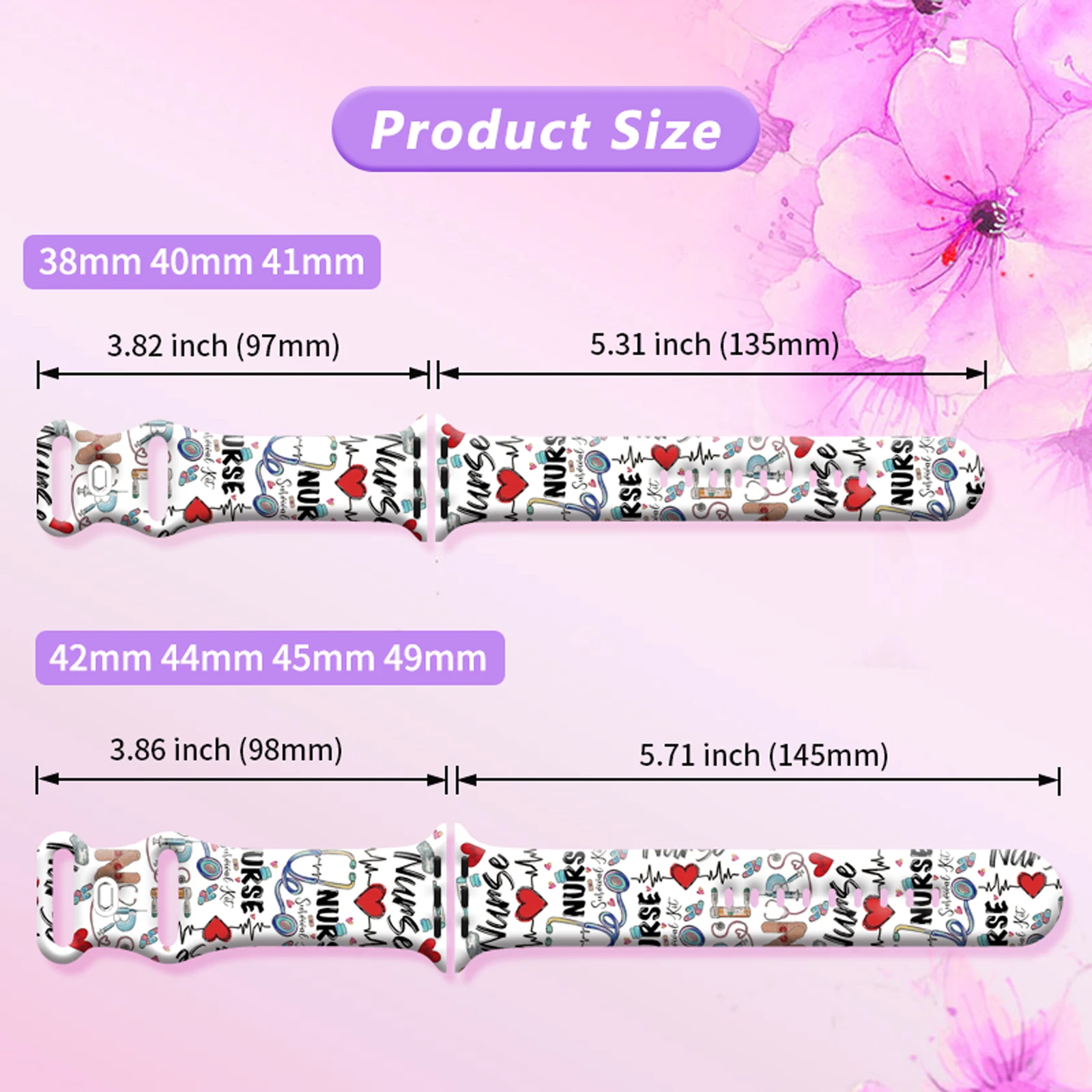 Nurses' Day Printed Strap for Apple Watch 10 9 8 7 6 Silicone Band Replaceable Bracelet for iWatch 46mm 44mm 42mm 41mm Watchband - Image 6