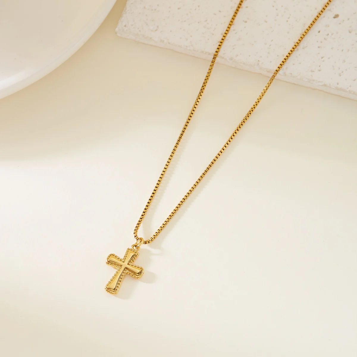 Klassische Edelstahl-Kreuz-Anhänger-Halskette für Damen und Herren, minimalistische Mode, christliche Jesus-Kreuz-Kette, Halsband, beten Schmuck