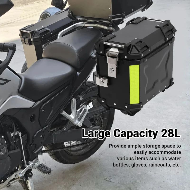 28L35L Motorcycle Large Corner Aluminum Alloy Side Box, Universal Type, Waterproof, Shockproof, Embossed for Travel X Side Box