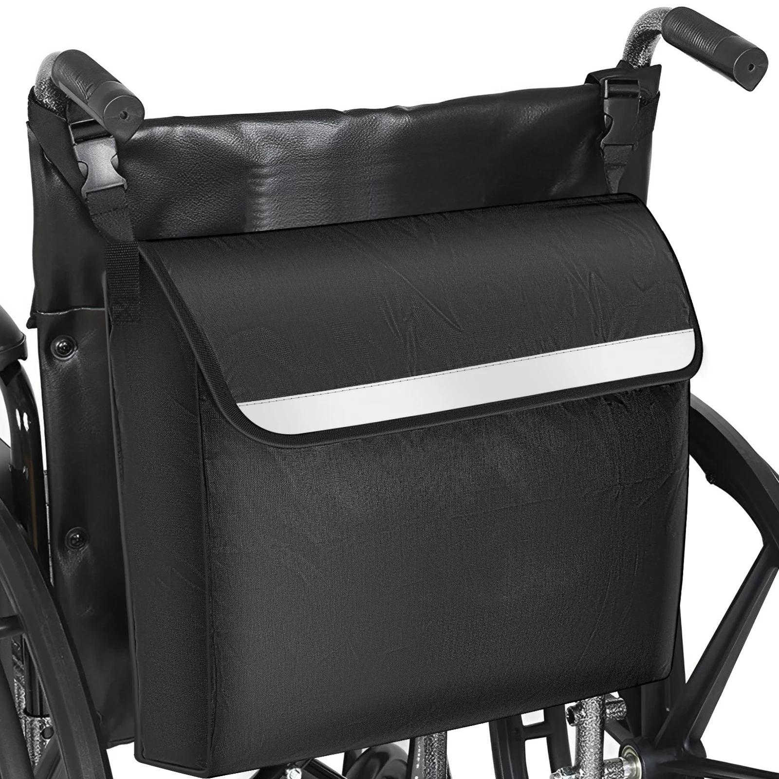 Wheelchair Armrest Storage Bag Waterproof Wheelchair Pouch with Secure Reflective Strip Large Capacity for Wheelchairs Walkers