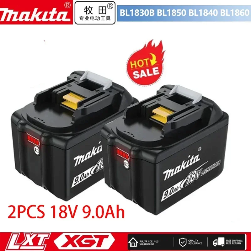 

Batería recargable de iones de litio para herramientas eléctricas Makita, 100% auténtica, LED reemplazable, 9,0 Ah, 18V, LXT