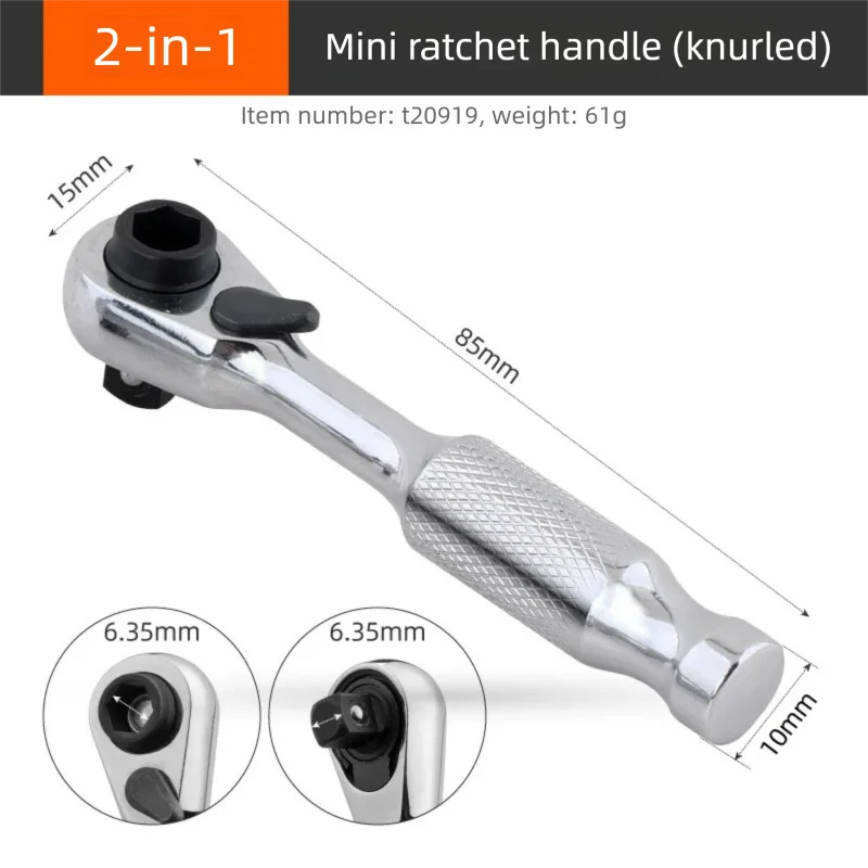 1/4 Zoll Mini-Ratschenschlüssel-Set Doppelkopf Wendbarer Schnell-Steckschlüssel Sechskant-Bit Fahrrad-Werkstatt Auto-Reparatur Handwerkzeuge – Detail 5