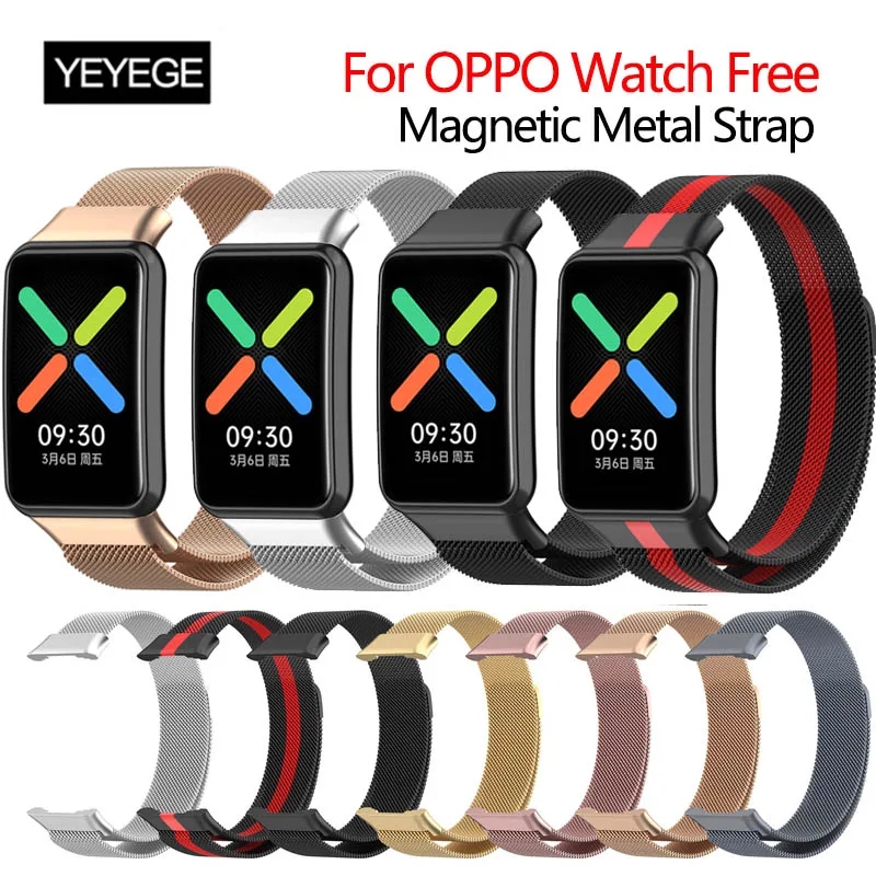 Pulseira de metal magnético para oppo relógio livre pulseira de aço inoxidável para oppo relógio livre nfc smartwatch loop correa