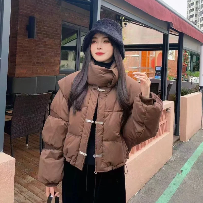 Winter Jackets for Women 2025 New Coats Down Light Loose Warm Outerwears Chinese Style Plate Buckle Short Female Puffer Coats