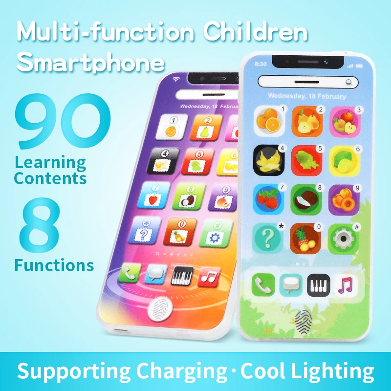 Simulation English Mobile Phone Touch Puzzle Multi-Functional Learning Early Education Machine Children's Toys