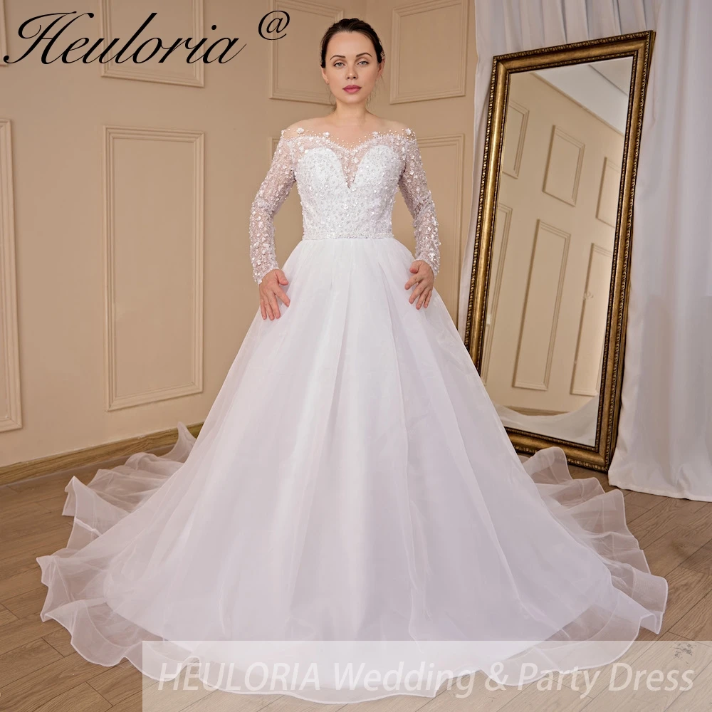 princess Wedding dress long sleeve luxury beading bridal gown Robe De Mariee Wedding Bride Dress