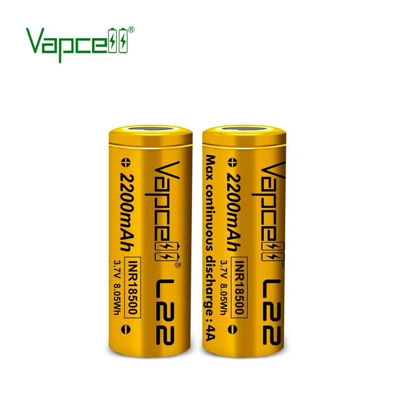 

Оригинальный разрядный аккумулятор Vapcell L22-INR18500 2200 мАч 4A, перезаряжаемый аккумулятор большой емкости 18500 CELL для фонариков