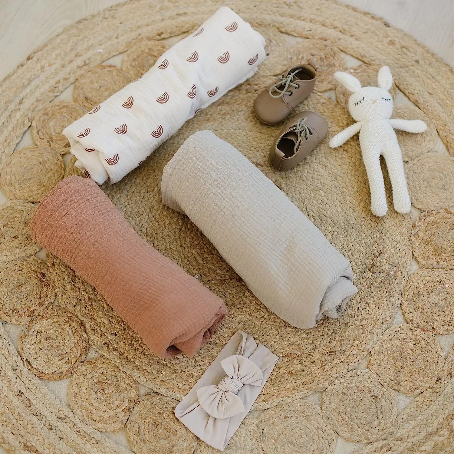 3pcs multicolored crepe baby swaddle blankets, stroller windproof cover blanket, newborn swaddle blanket, delivery room wrap, ba