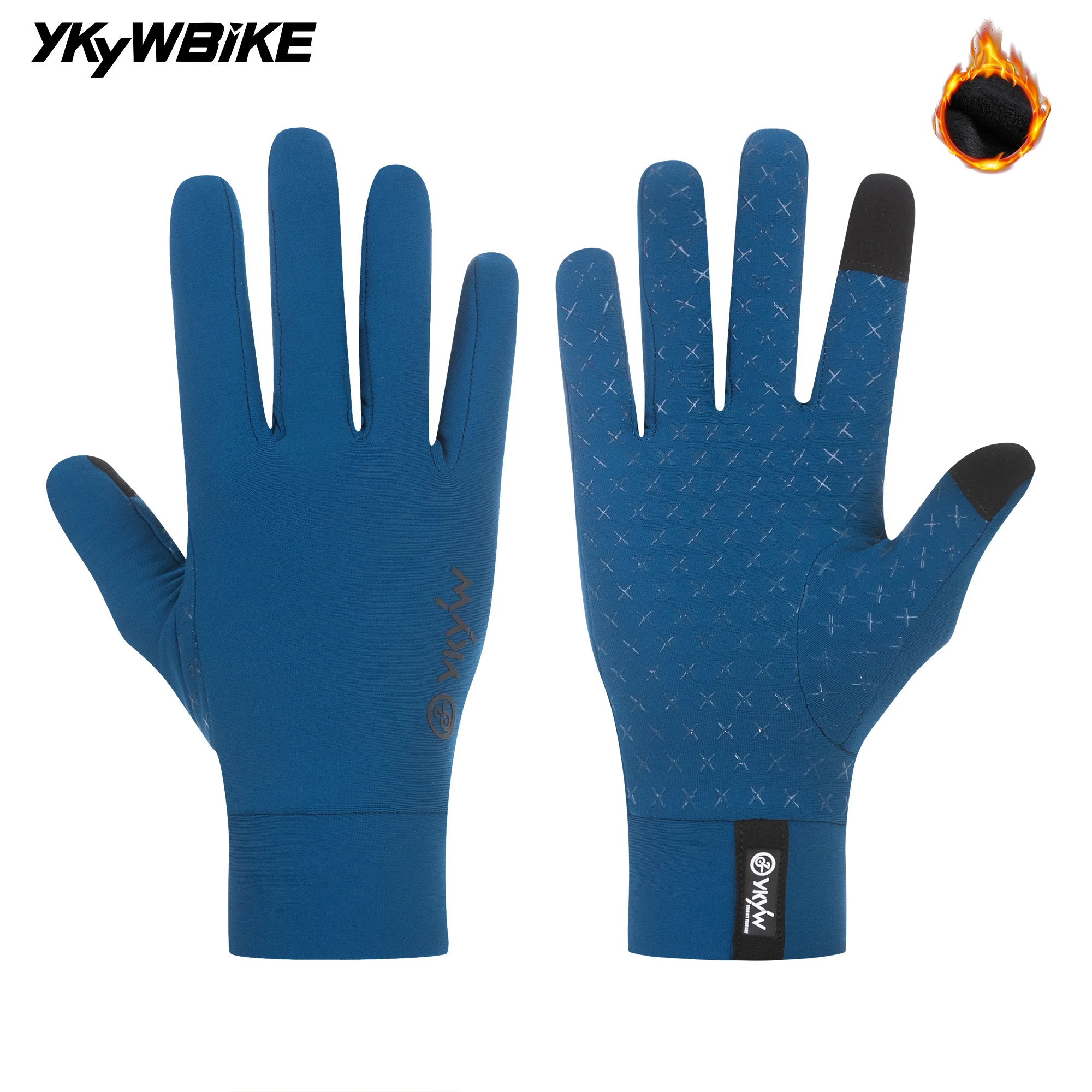 YKYW Touch Screen Full Finger Cycling Gloves Anti-slip Bicycle Gloves Winter Warmth Shock-Absorbing Road Bike Sport Gloves