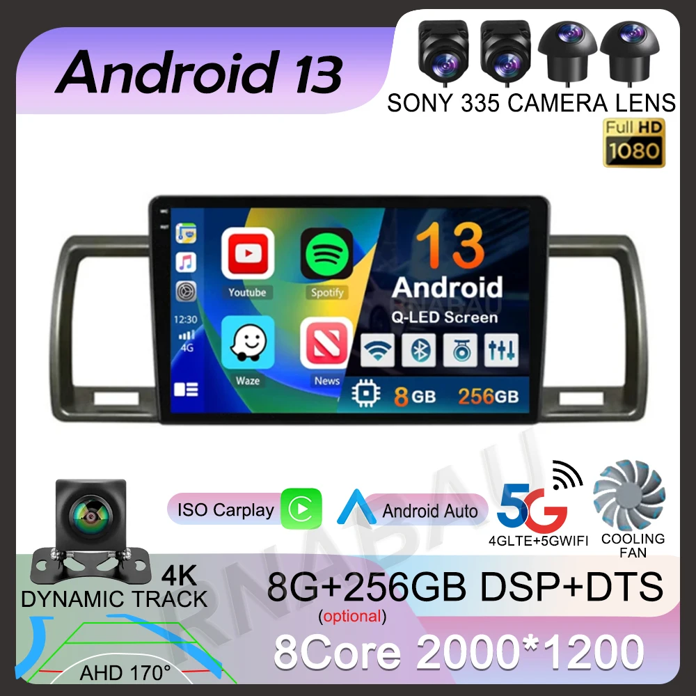 

Android 13 Carplay Auto For Toyota Hiace 2004-2019 Car Radio Multimedia Video Player Head Unit GPS Navigation Stereo 2din 2 DIN