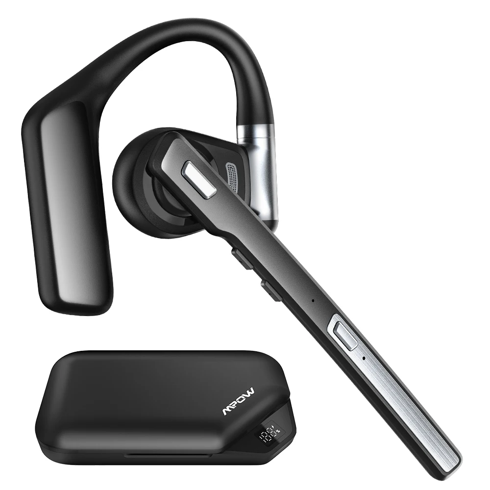Mpow A6 Bluetooth 6.0 Headset with Microphone 96-Hour Open Ear Noise Canceling Wireless Earpiece Mute Button for Trucker Office