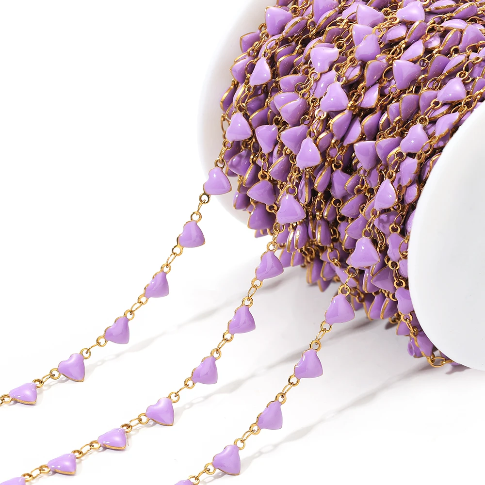 

1 Meter Stainless Steel Sparkling Heart Enamel Chains for DIY Jewelry Necklace Findings Earrings Making Bracelets Supplies