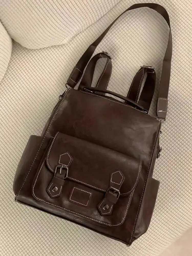 Bloom Vintage Brown Backpacks Women Preppy Style Large Capacity Casual Mochila Schoolbag Female Retro Y2k Backpack Aesthetic