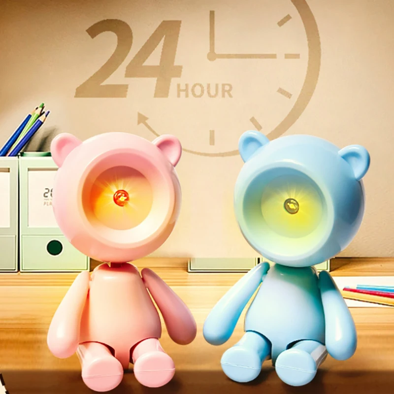 New Mini Cartoon Cute Bear Night Light Toys Creative Students Folding Night Light Palm Lamp Desktop Bedside Ornaments